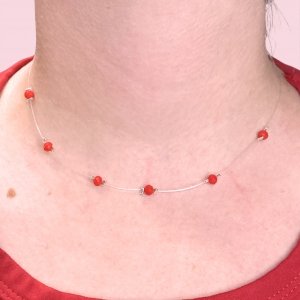 choker invisible con cristal Rojo